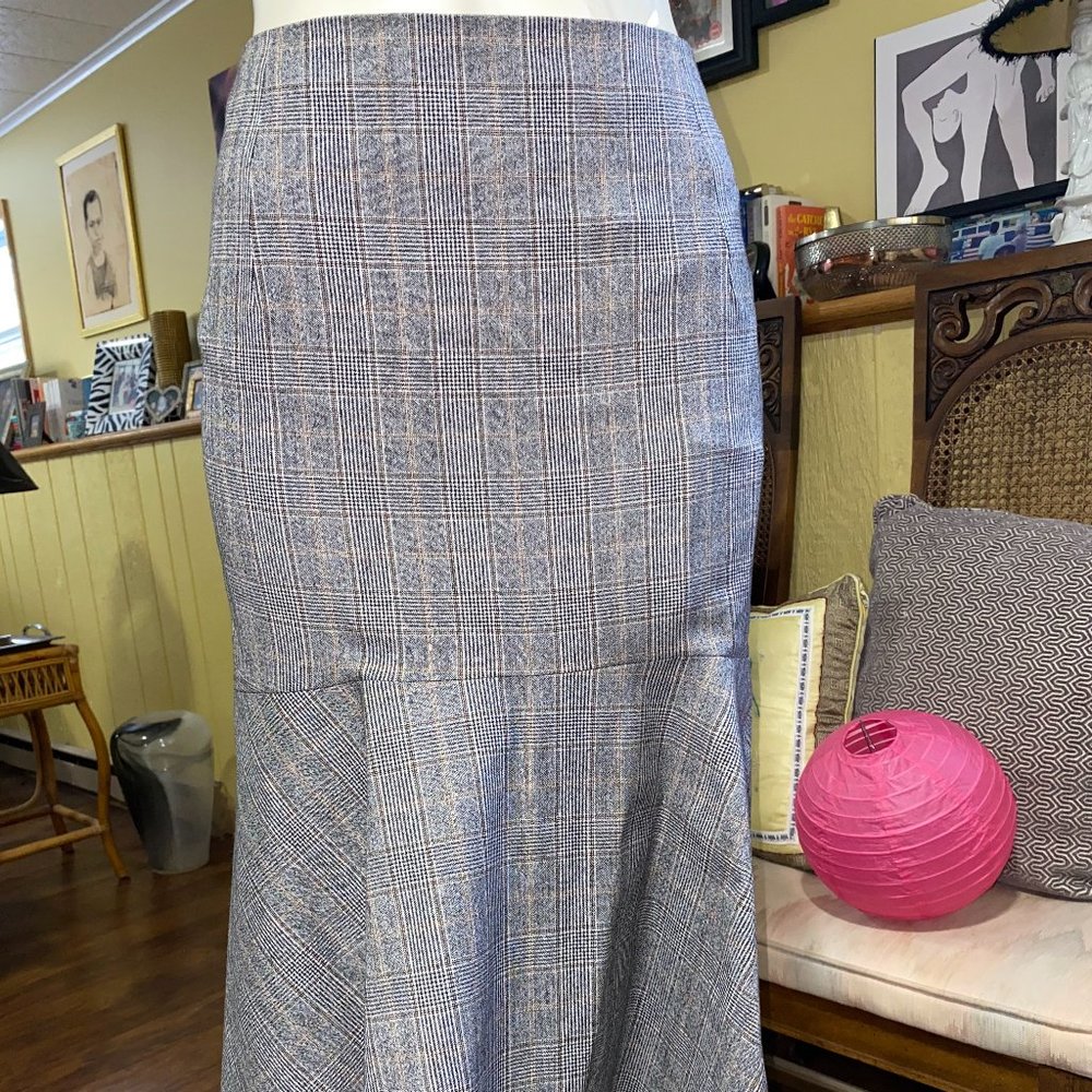 Balenciaga Wool Midi Skirt with Tailoring Check